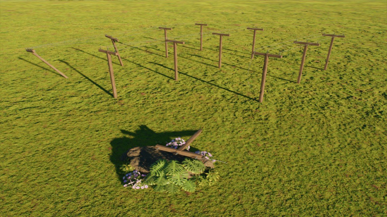 wooden pole power lines