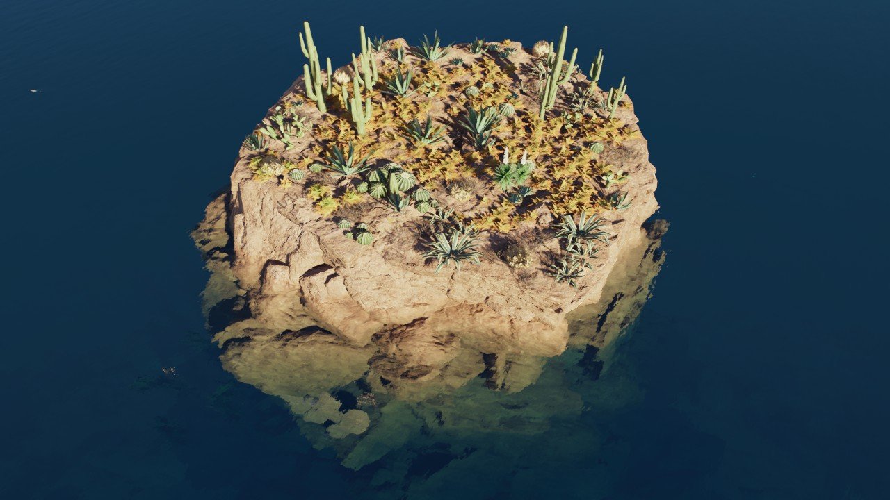 Marine Island Dynamic Rock with Desert Cacti