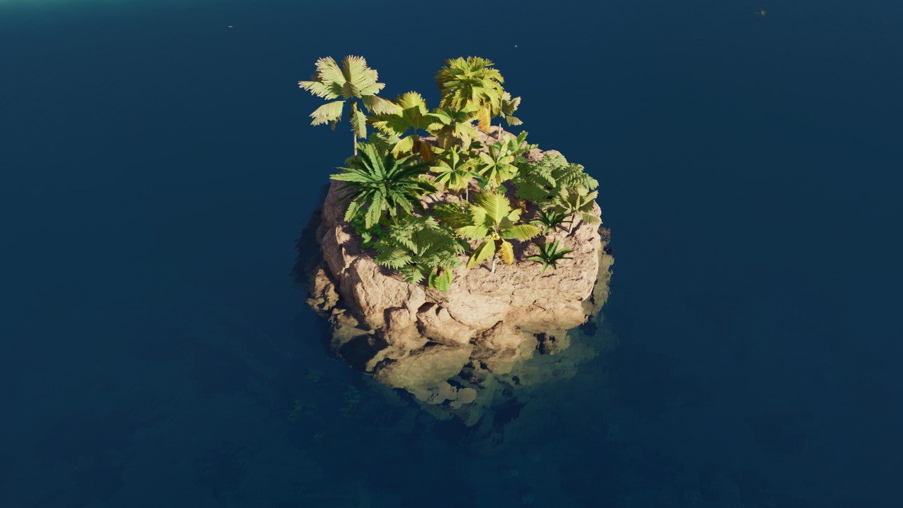 Marine Island Dynamic Rock with Lush Foliage