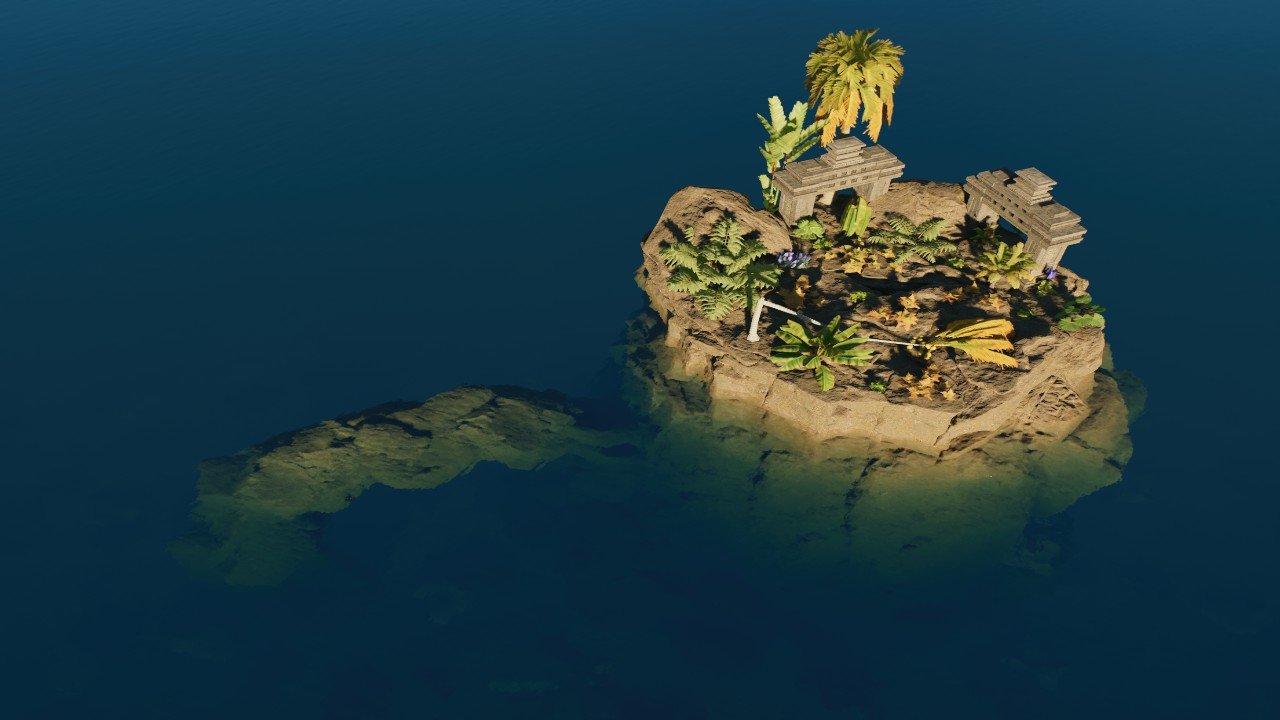 Marine Temple Rebirth Rock Island with Underwater Arch