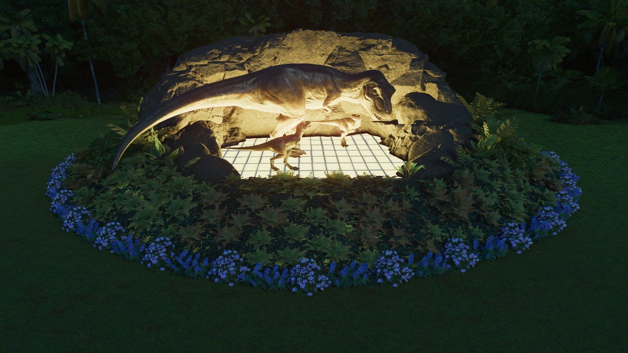 T-Rex Family Glow Floral Statue