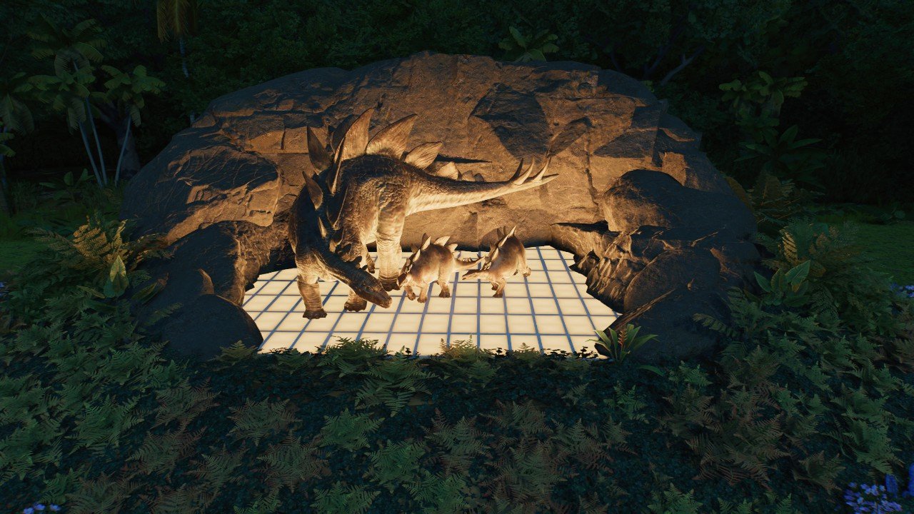 Stegosaurus Family Glow Floral Statue