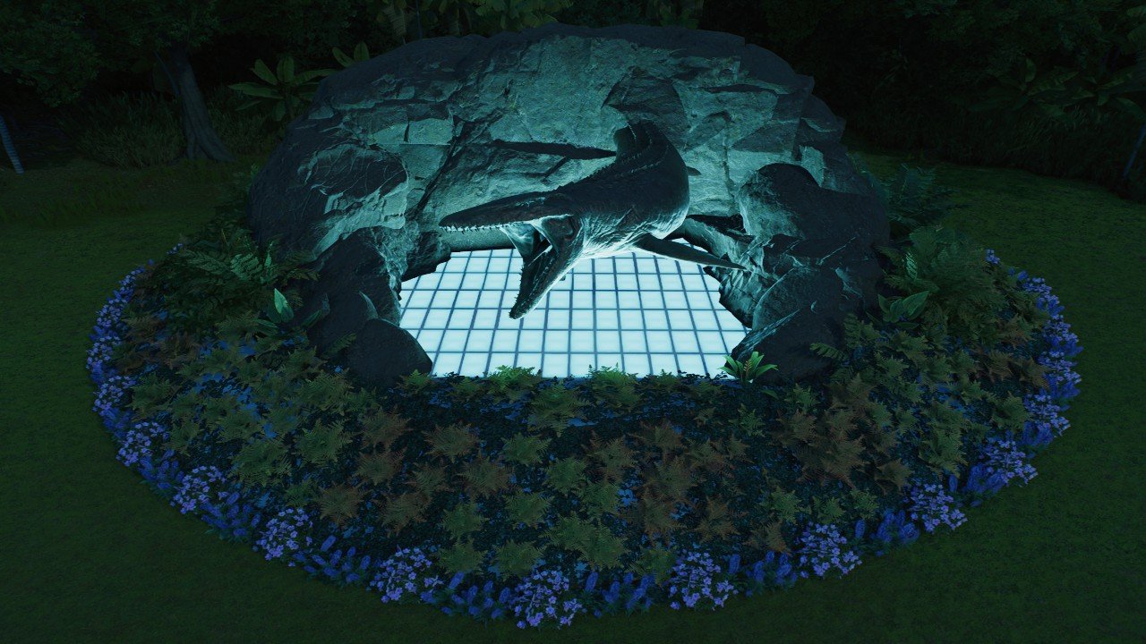 Mosasaurus Glow Floral Statue