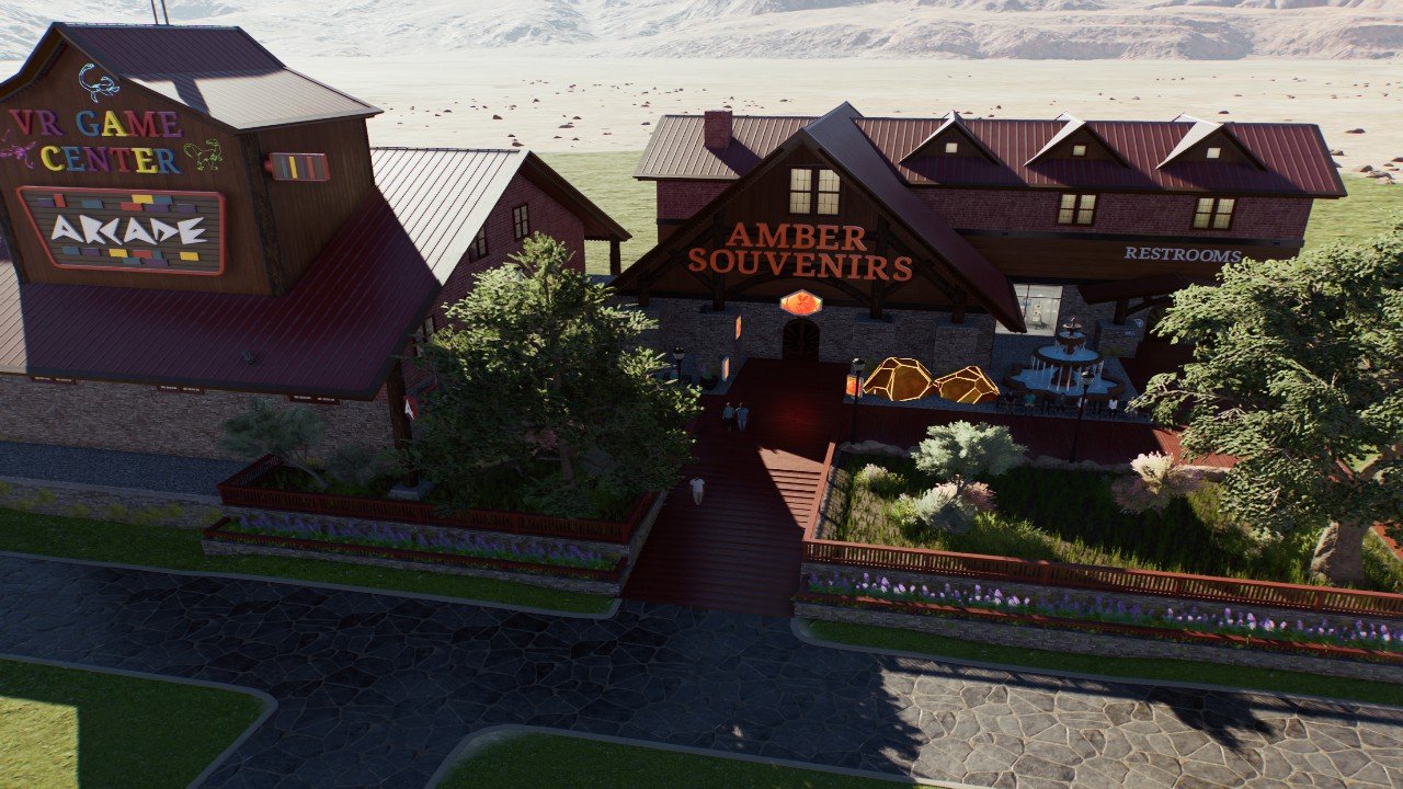 VR Game Arcade with an Amber Souvenirs Shop and a Restroom