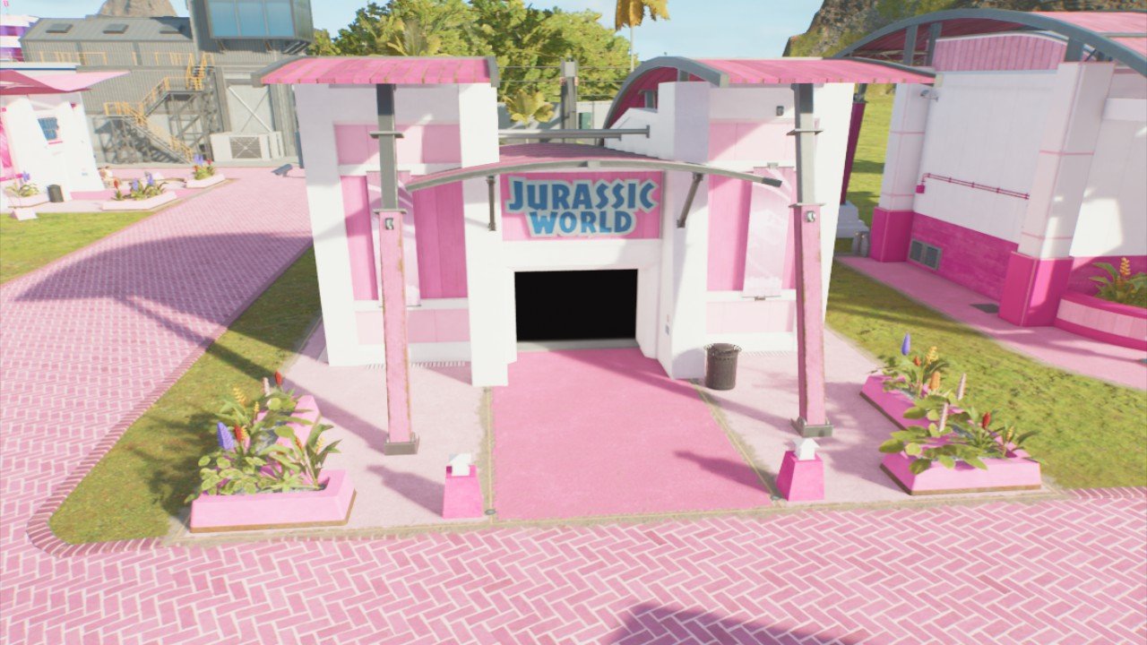 Pink Closeup View Entrance - Workshop - Jurassic World Evolution 3