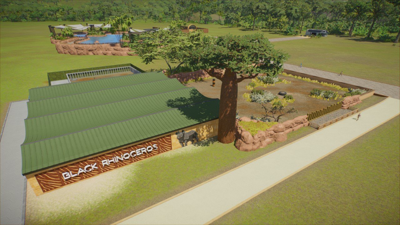 Black Rhinoceros, City Zoo Enclosure - Workshop - Planet Zoo 2